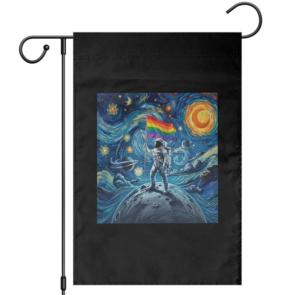 LGBTQ Rainbow Moon Astronaut Garden Flag Starry Night Graphic TS12 Black Print Your Wear