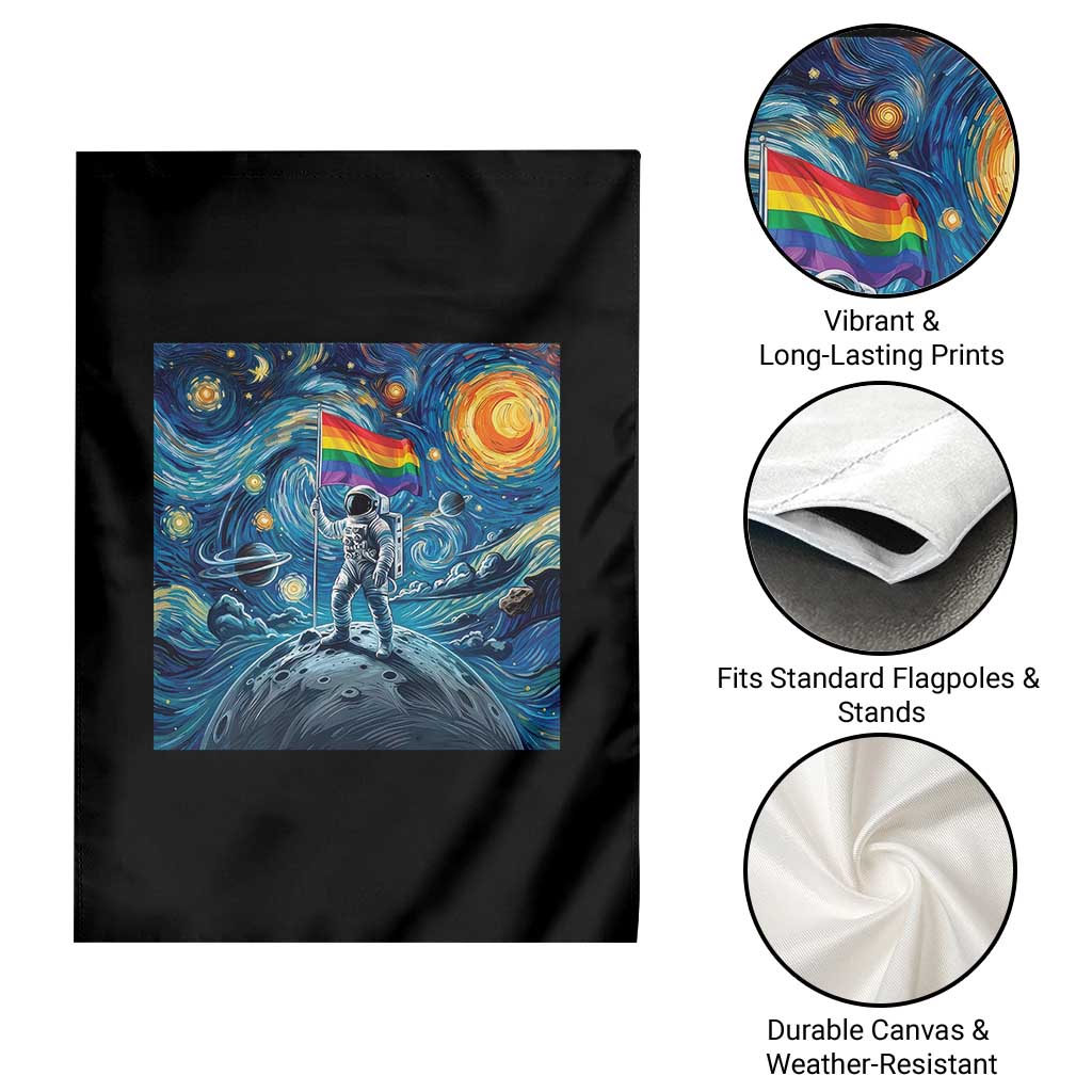 LGBTQ Rainbow Moon Astronaut Garden Flag Starry Night Graphic TS12 Print Your Wear
