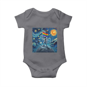 LGBTQ Rainbow Moon Astronaut Baby Onesie Starry Night Graphic TS12 Charcoal Print Your Wear