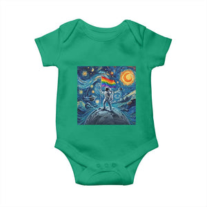 LGBTQ Rainbow Moon Astronaut Baby Onesie Starry Night Graphic TS12 Irish Green Print Your Wear