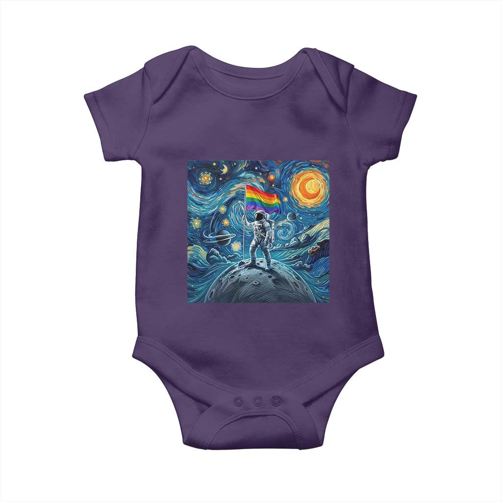 LGBTQ Rainbow Moon Astronaut Baby Onesie Starry Night Graphic TS12 Purple Print Your Wear