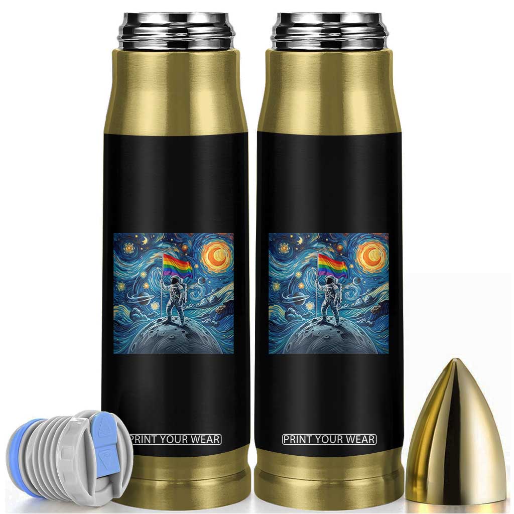 LGBTQ Rainbow Moon Astronaut Bullet Tumbler Starry Night Graphic TS12 Black Print Your Wear