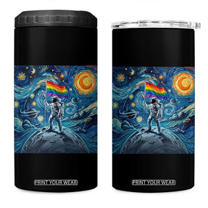 LGBTQ Rainbow Moon Astronaut 4 in 1 Can Cooler Tumbler Starry Night Graphic TS12 One Size: 16 oz Black Print Your Wear