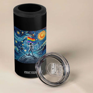 LGBTQ Rainbow Moon Astronaut 4 in 1 Can Cooler Tumbler Starry Night Graphic TS12 Print Your Wear