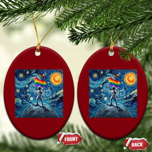 LGBTQ Rainbow Moon Astronaut Ceramic Ornament Starry Night Graphic TS12 Print Your Wear
