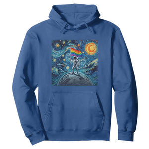 LGBTQ Rainbow Moon Astronaut Hoodie Starry Night Graphic TS12 Royal Blue Print Your Wear
