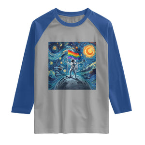LGBTQ Rainbow Moon Astronaut Raglan Shirt Starry Night Graphic TS12 Sport Gray Royal Print Your Wear