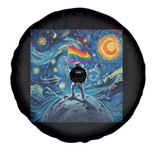 LGBTQ Rainbow Moon Astronaut Spare Tire Cover Starry Night Graphic TS12 Print Your Wear