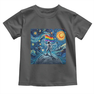LGBTQ Rainbow Moon Astronaut Toddler T Shirt Starry Night Graphic TS12 Dark Heather Print Your Wear