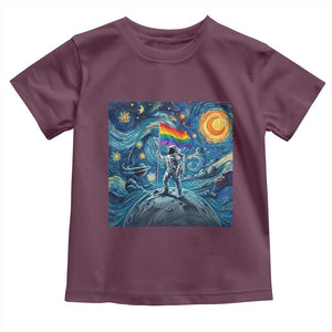 LGBTQ Rainbow Moon Astronaut Toddler T Shirt Starry Night Graphic TS12 Maroon Print Your Wear