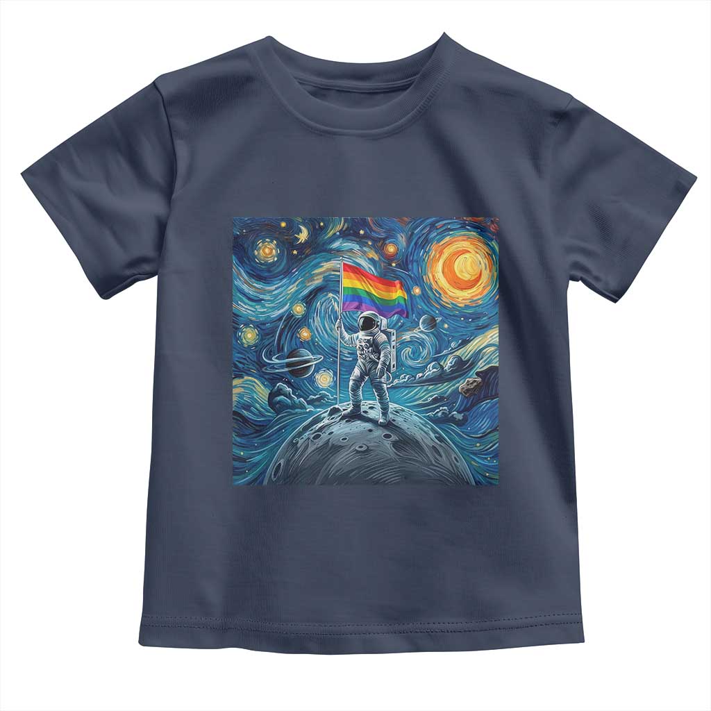 LGBTQ Rainbow Moon Astronaut Toddler T Shirt Starry Night Graphic TS12 Navy Print Your Wear