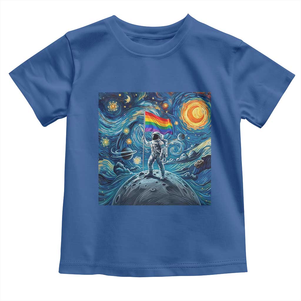 LGBTQ Rainbow Moon Astronaut Toddler T Shirt Starry Night Graphic TS12 Royal Blue Print Your Wear