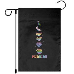 Purride Rainbow Cat Moon Cycles Garden Flag LGBQT Pride Feline Space