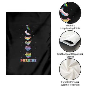 Purride Rainbow Cat Moon Cycles Garden Flag LGBQT Pride Feline Space