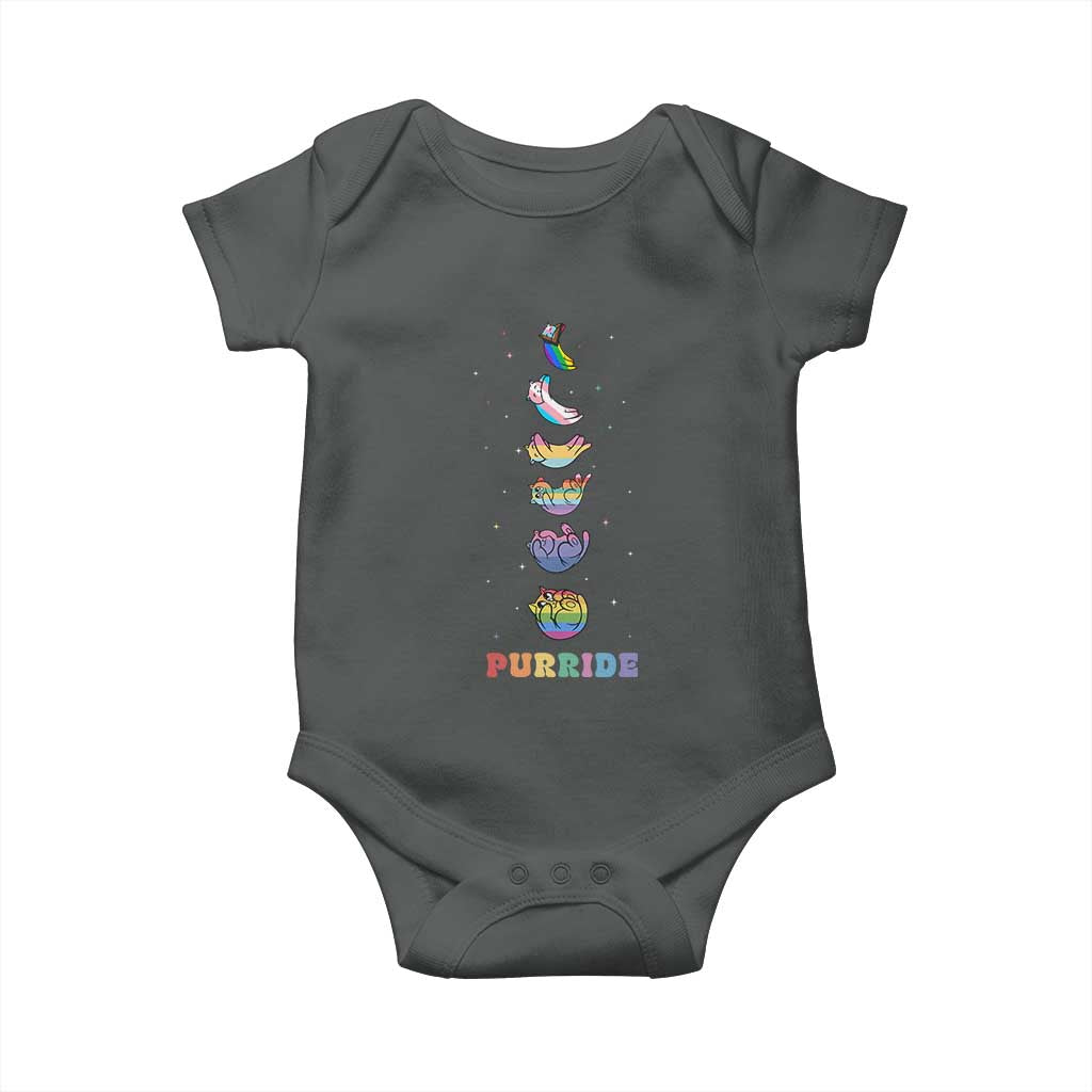 Purride Rainbow Cat Moon Cycles Baby Onesie LGBQT Pride Feline Space