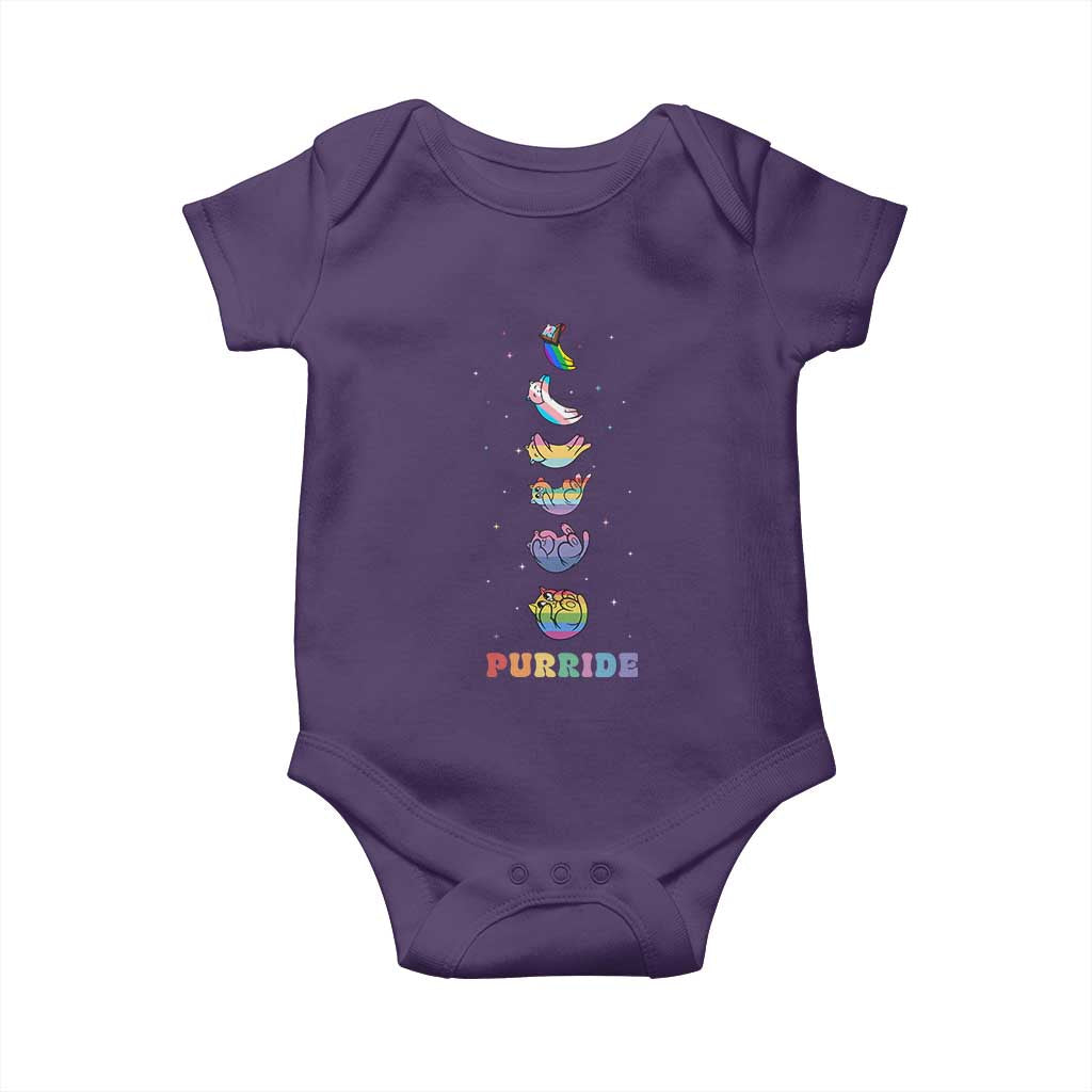 Purride Rainbow Cat Moon Cycles Baby Onesie LGBQT Pride Feline Space