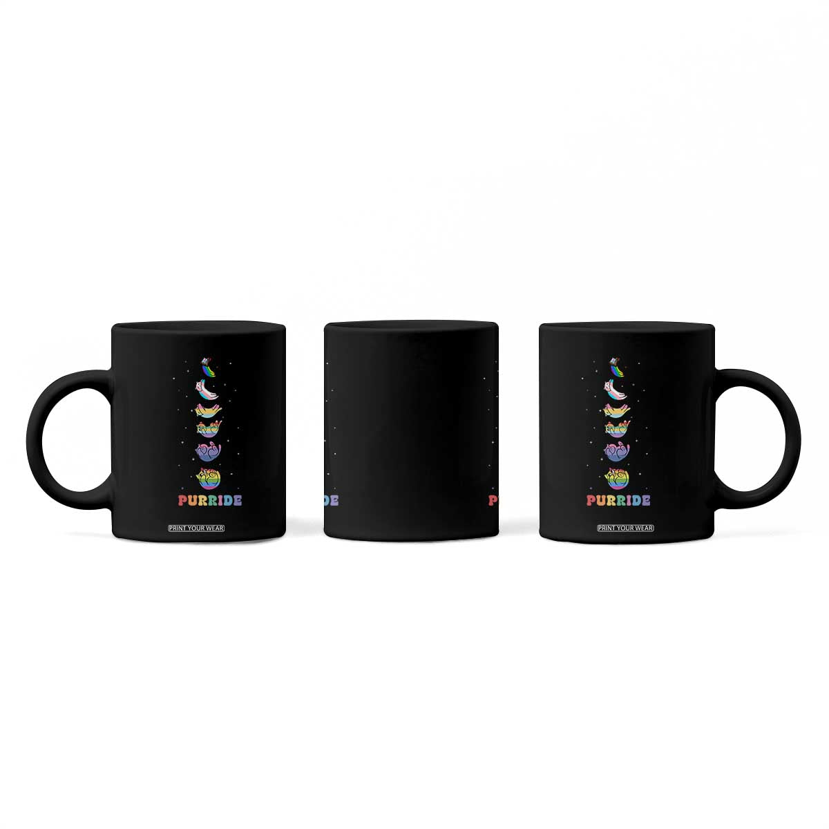 Purride Rainbow Cat Moon Cycles Coffee Mug LGBQT Pride Feline Space TS12 Print Your Wear