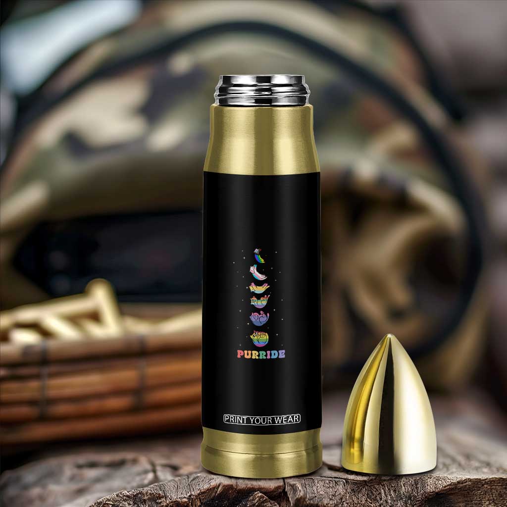 Purride Rainbow Cat Moon Cycles Bullet Tumbler LGBQT Pride Feline Space