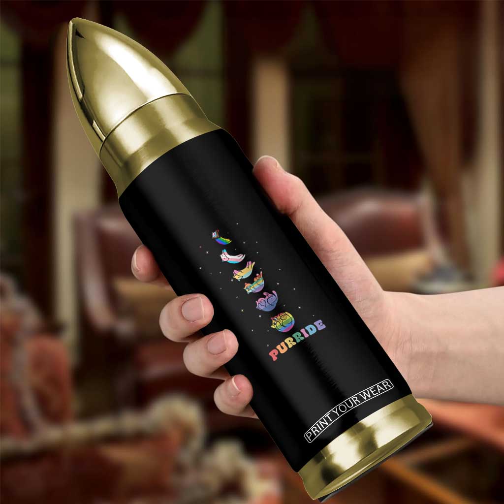 Purride Rainbow Cat Moon Cycles Bullet Tumbler LGBQT Pride Feline Space