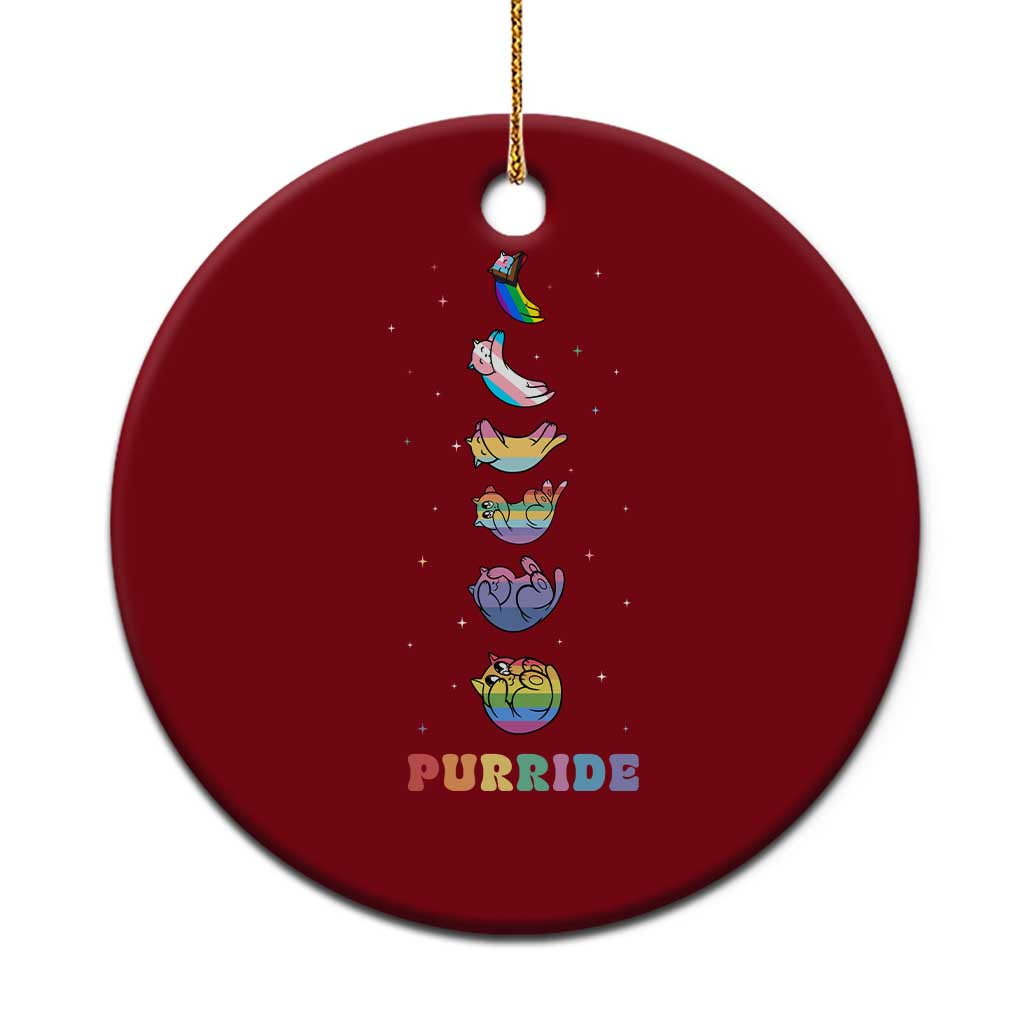 Purride Rainbow Cat Moon Cycles Ceramic Ornament LGBQT Pride Feline Space