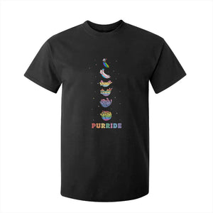 Purride Rainbow Cat Moon Cycles T Shirt For Kid LGBQT Pride Feline Space TS12 Black Print Your Wear