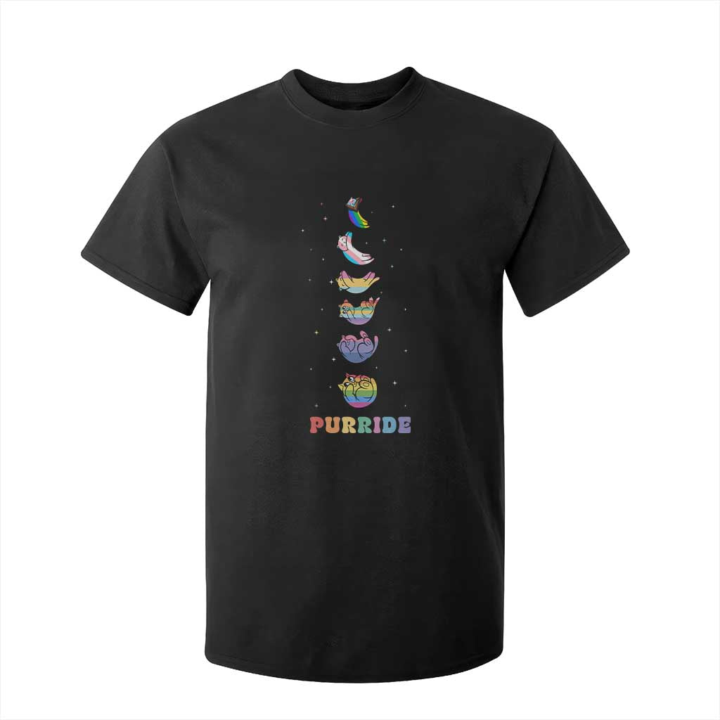 Purride Rainbow Cat Moon Cycles T Shirt For Kid LGBQT Pride Feline Space TS12 Black Print Your Wear