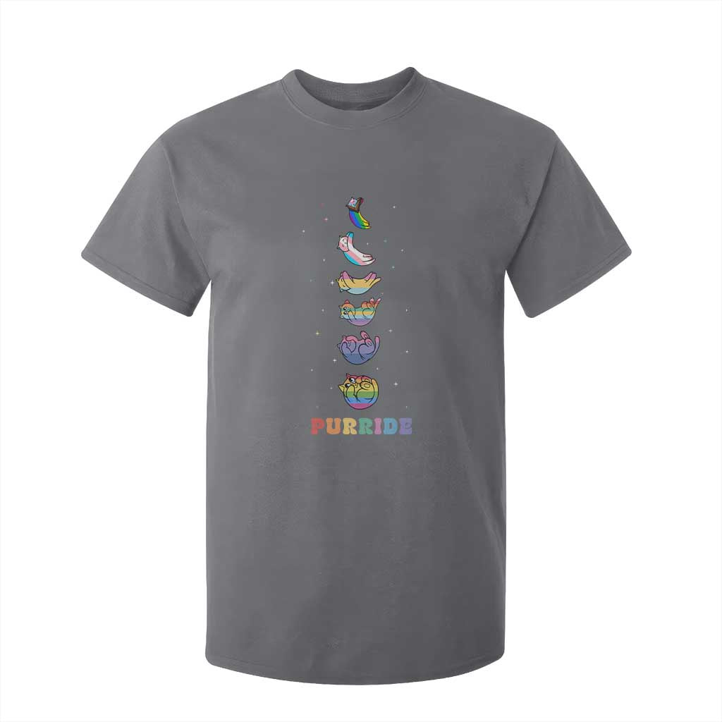 Purride Rainbow Cat Moon Cycles T Shirt For Kid LGBQT Pride Feline Space TS12 Charcoal Print Your Wear