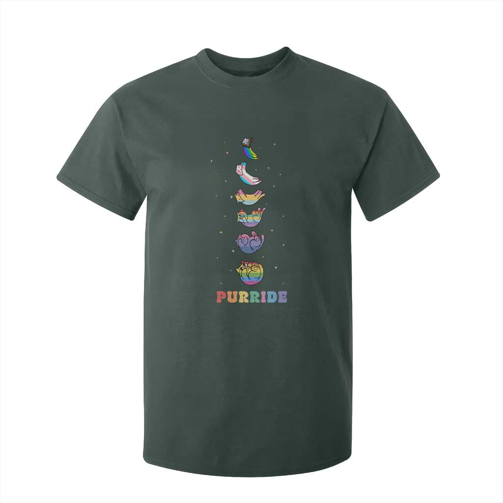 Purride Rainbow Cat Moon Cycles T Shirt For Kid LGBQT Pride Feline Space TS12 Dark Forest Green Print Your Wear