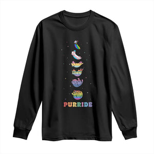Purride Rainbow Cat Moon Cycles Long Sleeve Shirt LGBQT Pride Feline Space