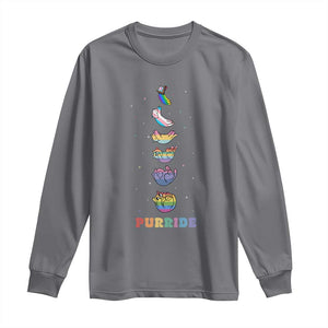 Purride Rainbow Cat Moon Cycles Long Sleeve Shirt LGBQT Pride Feline Space
