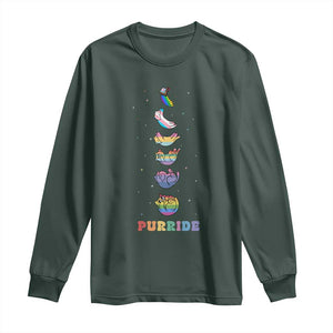 Purride Rainbow Cat Moon Cycles Long Sleeve Shirt LGBQT Pride Feline Space
