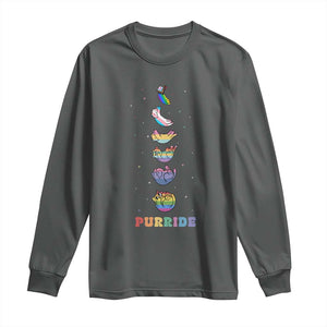 Purride Rainbow Cat Moon Cycles Long Sleeve Shirt LGBQT Pride Feline Space