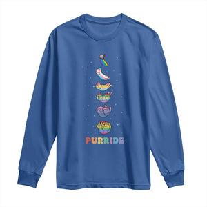 Purride Rainbow Cat Moon Cycles Long Sleeve Shirt LGBQT Pride Feline Space