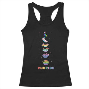 Purride Rainbow Cat Moon Cycles Racerback Tank Top LGBQT Pride Feline Space TS12 Black Print Your Wear
