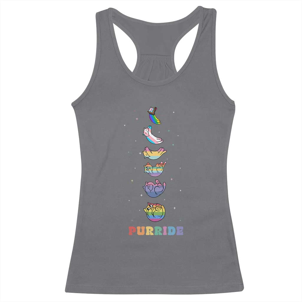 Purride Rainbow Cat Moon Cycles Racerback Tank Top LGBQT Pride Feline Space TS12 Charcoal Print Your Wear
