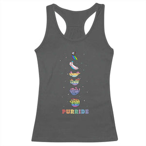 Purride Rainbow Cat Moon Cycles Racerback Tank Top LGBQT Pride Feline Space TS12 Dark Heather Print Your Wear