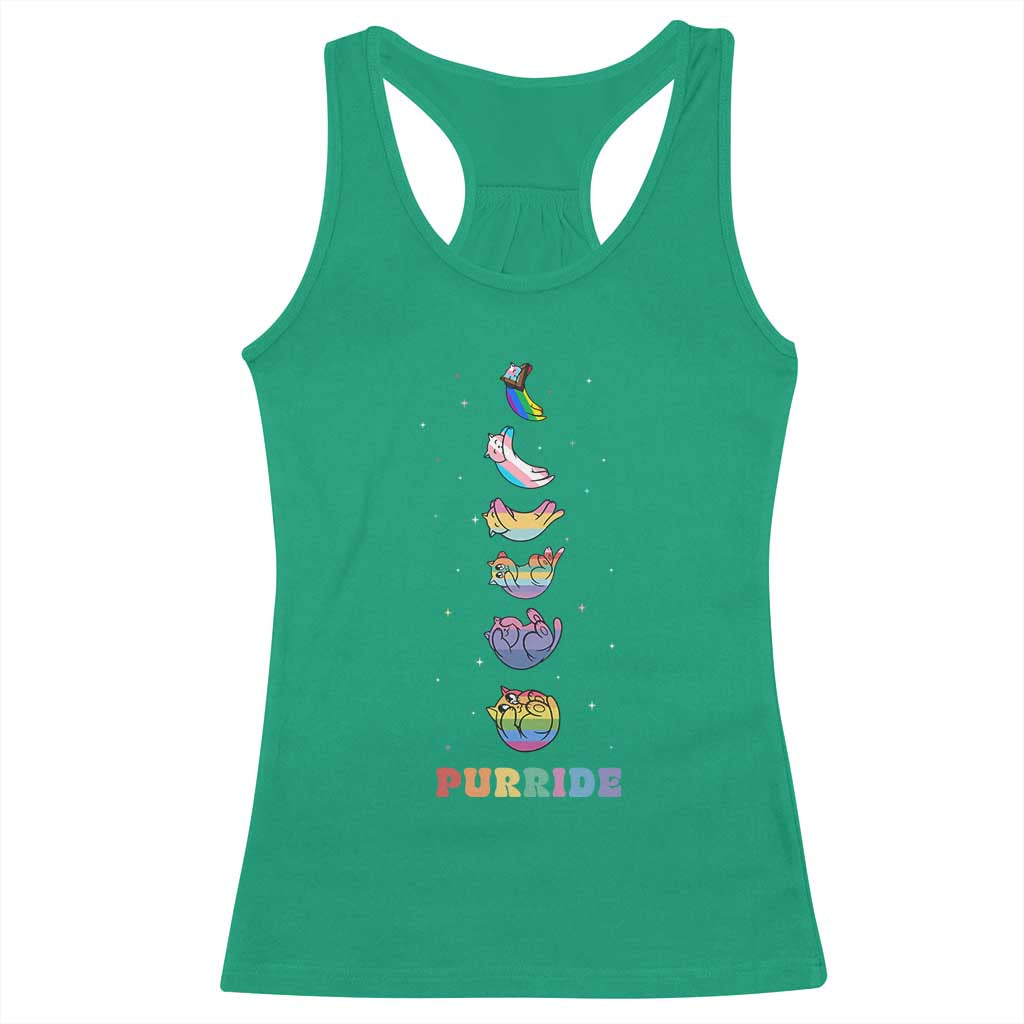 Purride Rainbow Cat Moon Cycles Racerback Tank Top LGBQT Pride Feline Space TS12 Irish Green Print Your Wear