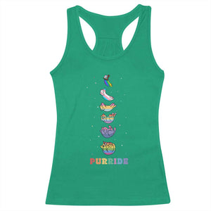Purride Rainbow Cat Moon Cycles Racerback Tank Top LGBQT Pride Feline Space TS12 Irish Green Print Your Wear