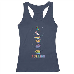 Purride Rainbow Cat Moon Cycles Racerback Tank Top LGBQT Pride Feline Space TS12 Navy Print Your Wear