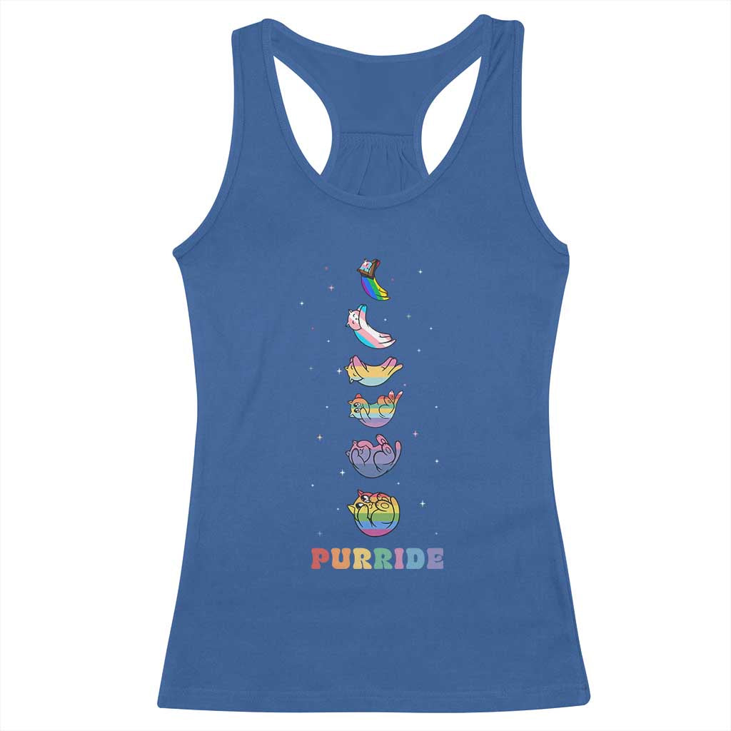 Purride Rainbow Cat Moon Cycles Racerback Tank Top LGBQT Pride Feline Space TS12 Royal Blue Print Your Wear