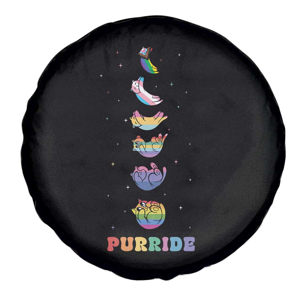 Purride Rainbow Cat Moon Cycles Spare Tire Cover LGBQT Pride Feline Space TS12 Print Your Wear