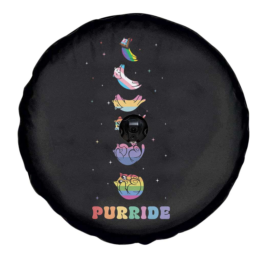 Purride Rainbow Cat Moon Cycles Spare Tire Cover LGBQT Pride Feline Space TS12 Print Your Wear