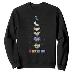 Purride Rainbow Cat Moon Cycles Sweatshirt LGBQT Pride Feline Space