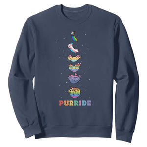 Purride Rainbow Cat Moon Cycles Sweatshirt LGBQT Pride Feline Space