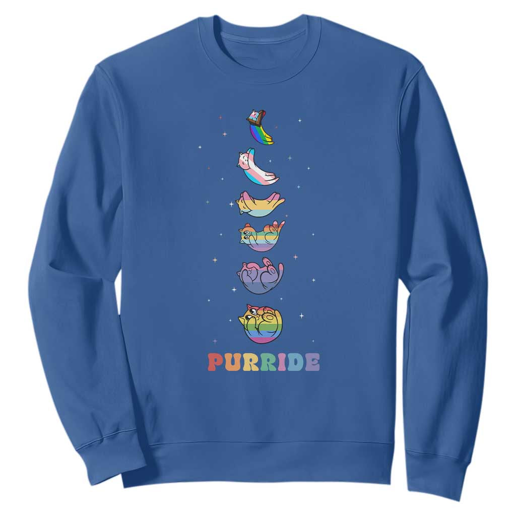 Purride Rainbow Cat Moon Cycles Sweatshirt LGBQT Pride Feline Space