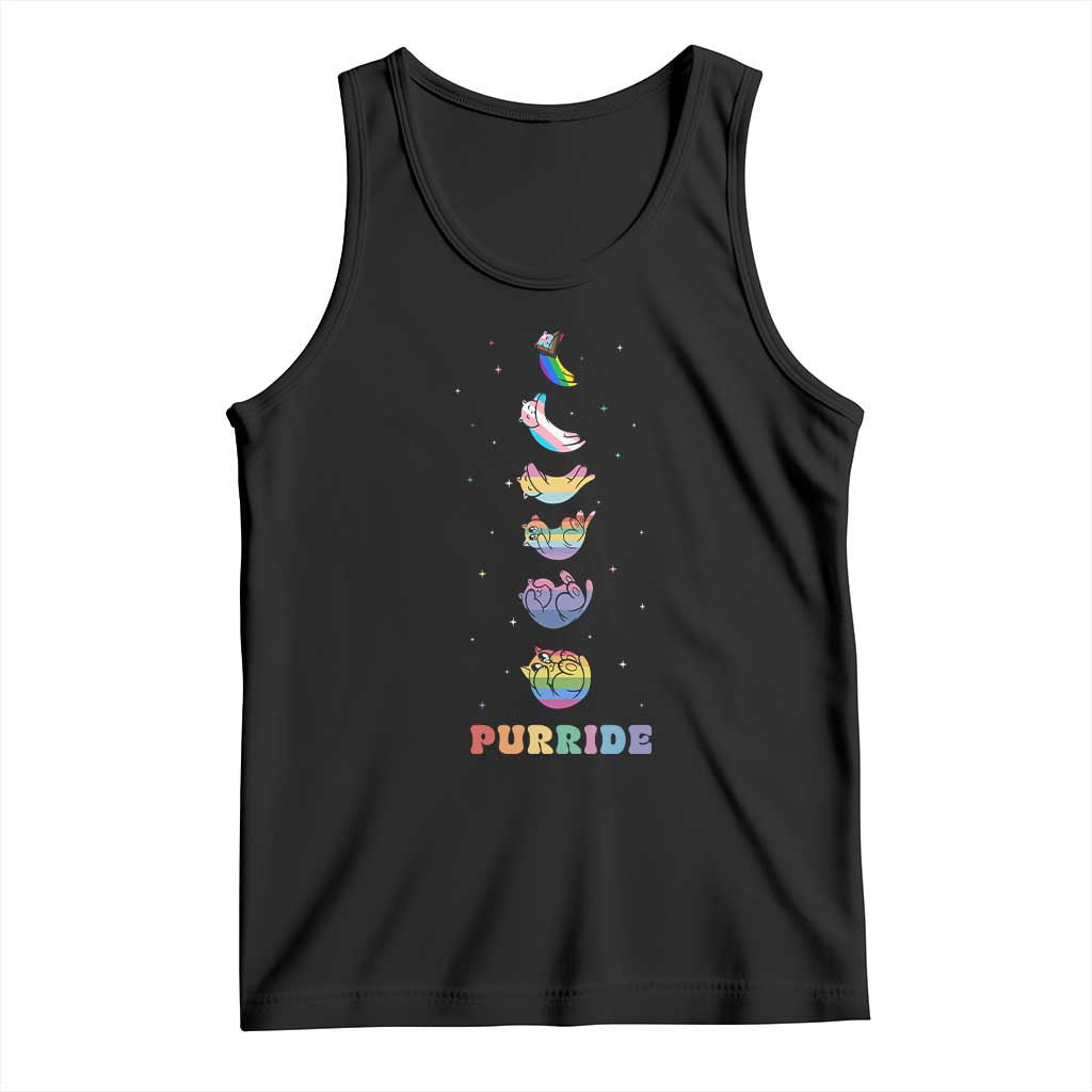 Purride Rainbow Cat Moon Cycles Tank Top LGBQT Pride Feline Space