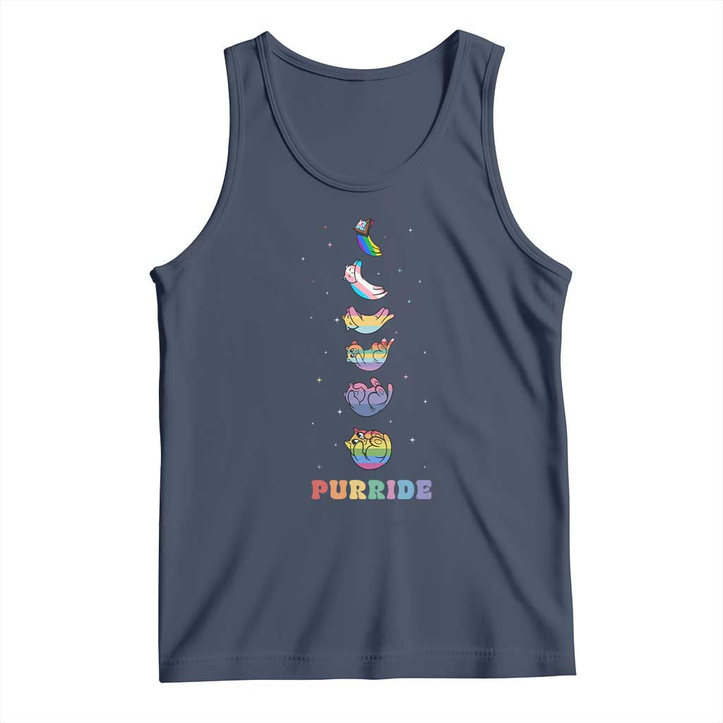 Purride Rainbow Cat Moon Cycles Tank Top LGBQT Pride Feline Space