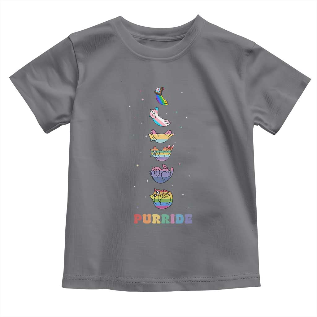 Purride Rainbow Cat Moon Cycles Toddler T Shirt LGBQT Pride Feline Space TS12 Charcoal Print Your Wear