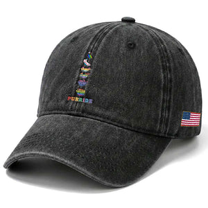 Purride Rainbow Cat Moon Cycles Washed Cotton Baseball Cap LGBQT Pride Feline Space TS12 Print Your Wear