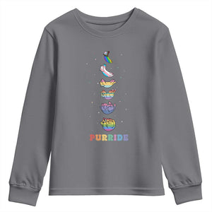 Purride Rainbow Cat Moon Cycles Youth Sweatshirt LGBQT Pride Feline Space TS12 Charcoal Print Your Wear